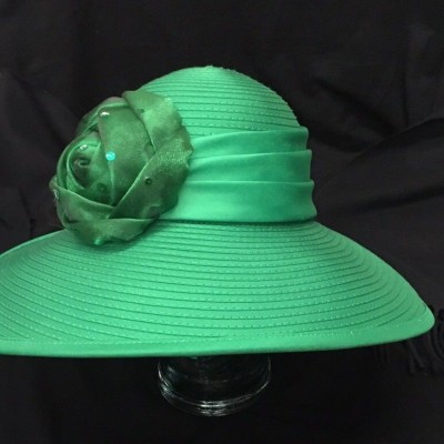 New Whittall And Shon Ashiro Green Hat Rosette Sequins Derby Church Adjustable  eb-74863871